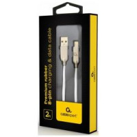 Gembird USB Male - Lightning Male Premium rubber 2m White