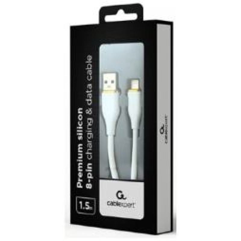 Gembird Kabelis Gembird Premium silicon USB-A Male - 8-pin Male 1.5m White