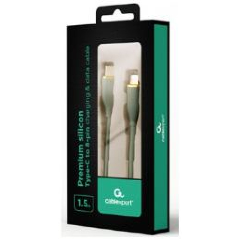Gembird Kabelis Gembird Premium silicon 8-pin Male - USB Type-C Male 1.5m Green