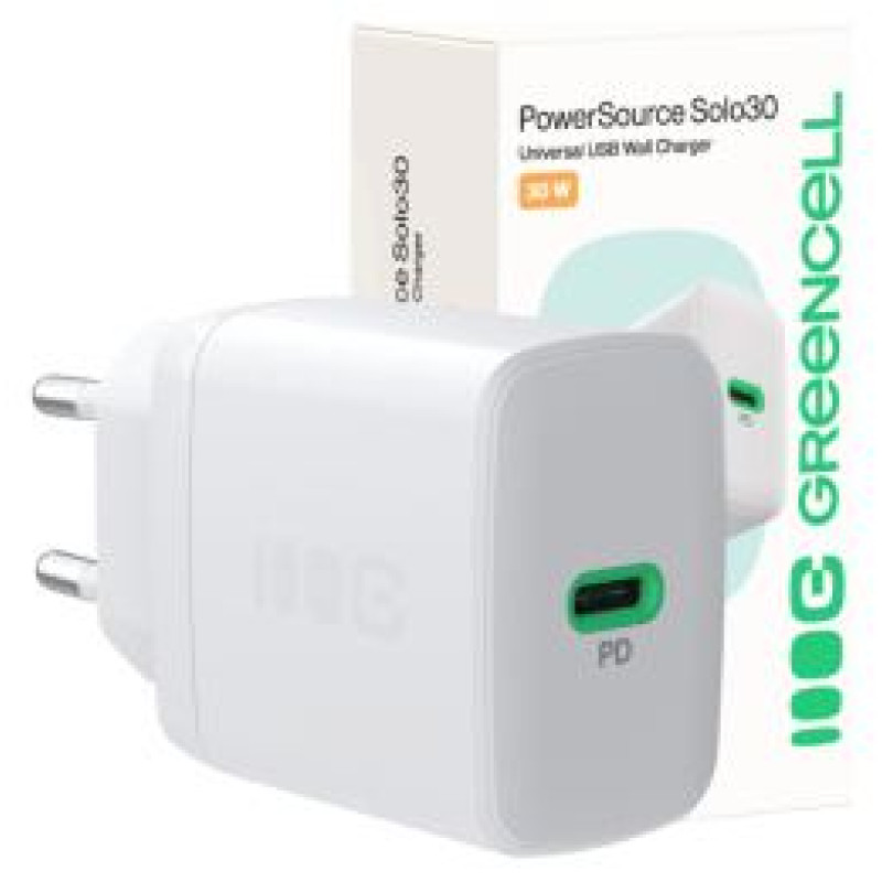Green Cell Lādētājs Greencell PowerSource Solo30 30W White