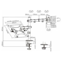 Gembird Monitora stiprinājums Gembird Adjustable Desk Mount with Monitor Arm and Notebook Tray