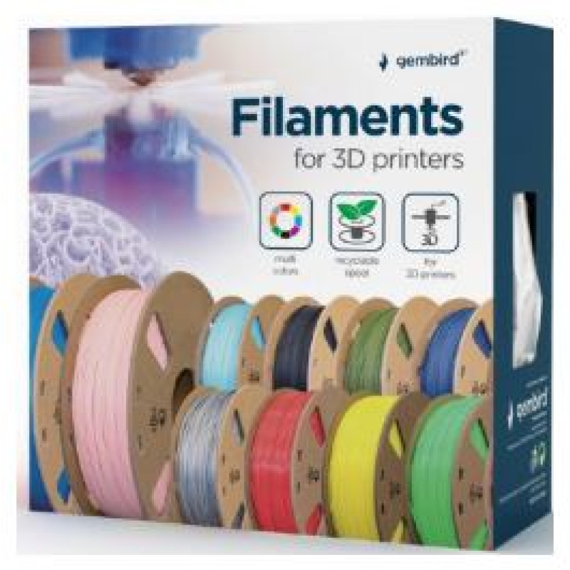 Gembird 3D Printera izejmateriāls Gembird PLA Flexible Wood Natural White 1.75 mm 1kg