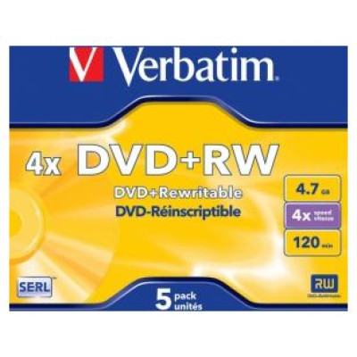 Verbatim Matricas DVD+RW SERL Verbatim 4.7GB 4x 5 Pack Jewel