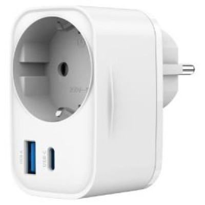 Gembird Lādētājs Gembird 2-port USB Fast Charger with Pass-through AC socket 20W White