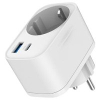 Gembird Lādētājs Gembird 2-port USB Fast Charger with Pass-through AC socket 20W White