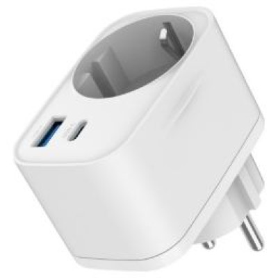 Gembird Lādētājs Gembird 2-port USB Fast Charger with Pass-through AC socket 20W White