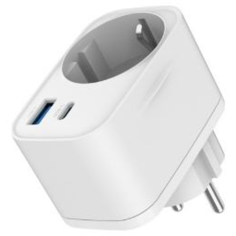 Gembird Lādētājs Gembird 2-port USB Fast Charger with Pass-through AC socket 20W White