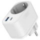 Gembird Lādētājs Gembird 2-port USB Fast Charger with Pass-through AC socket 20W White