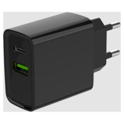 Gembird Lādētājs Gembird USB Type-C + USB Type-A Black