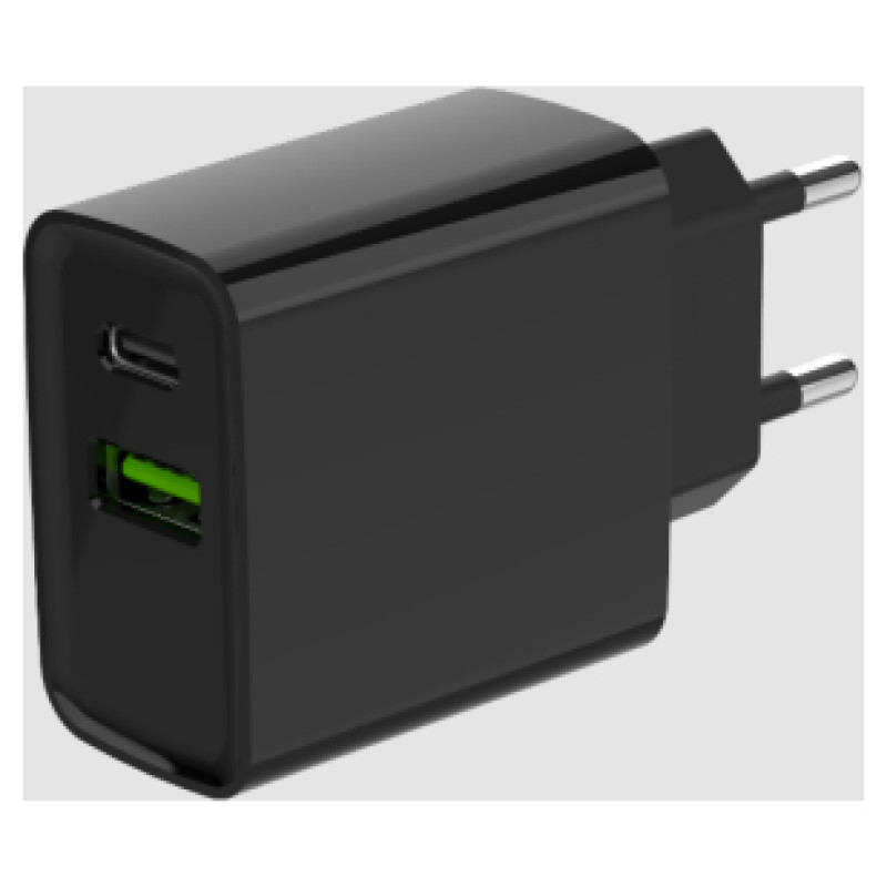 Gembird Lādētājs Gembird USB Type-C + USB Type-A Black