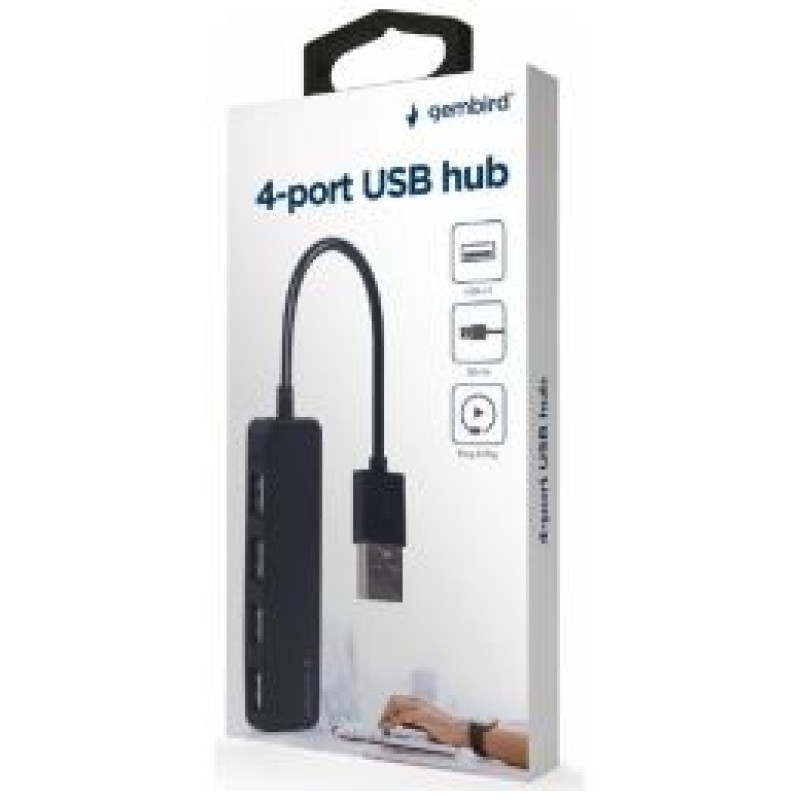 Gembird USB Centrmezgls Gembird 4-port USB hub Black