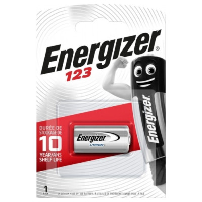 Energizer CR123 BLISTERA IEPAKOJUMĀ 1GB.