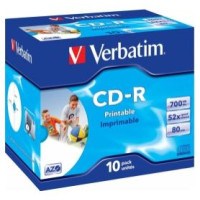 Verbatim Matricas CD-R AZO Vebratim 700MB 52x Printable Jewel Cased 10 Pack