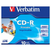 Verbatim Matricas CD-R AZO Vebratim 700MB 52x Printable Jewel Cased 10 Pack