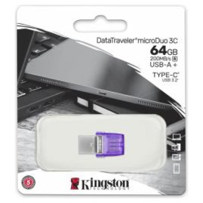 Kingston Zibatmiņa Kingston DataTraveler microDuo 3C 64GB USB Type-A + USB Type-C