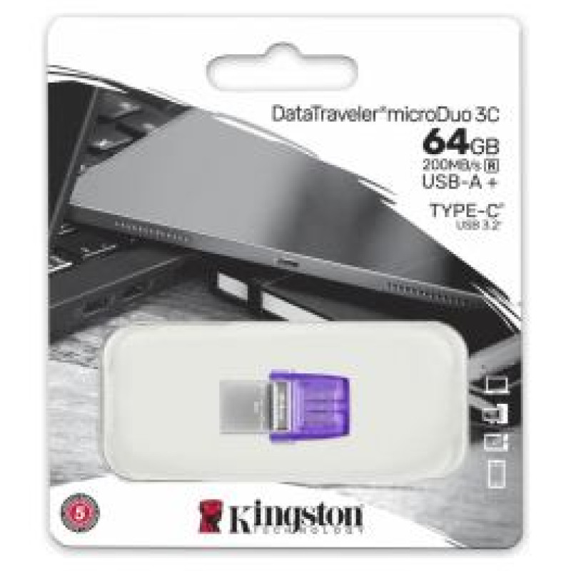 Kingston Zibatmiņa Kingston DataTraveler microDuo 3C 64GB USB Type-A + USB Type-C