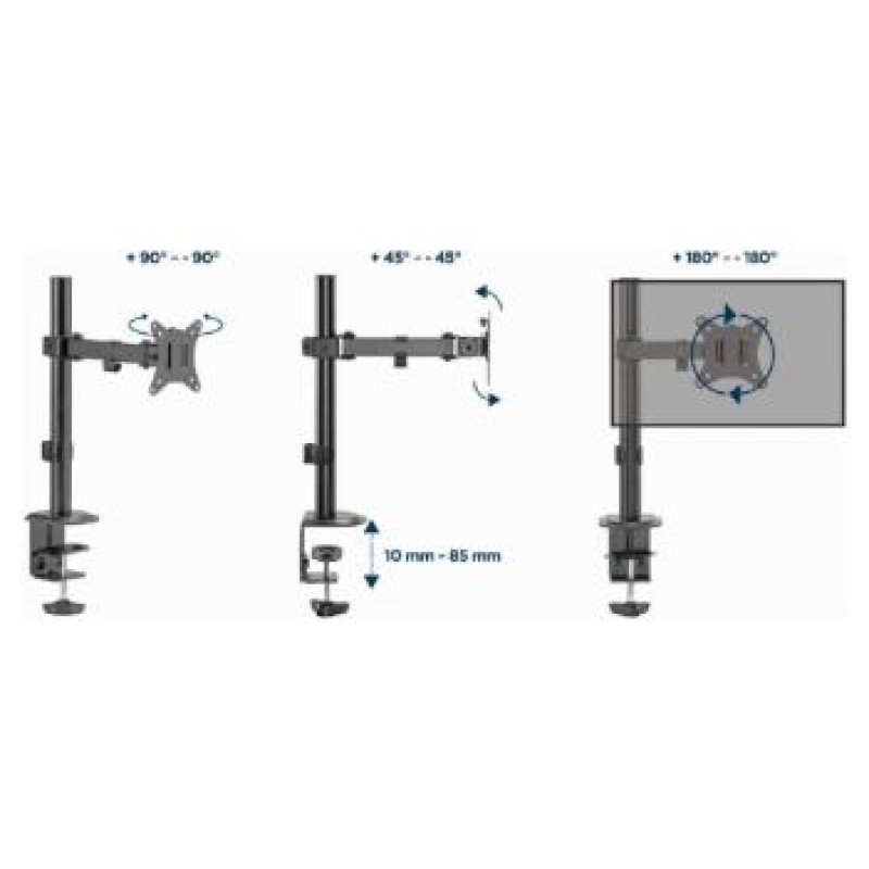Gembird Monitora stiprinājums Gembird Desk Mounted single Monitor Arm