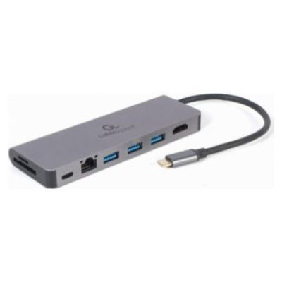 Gembird Dokastacija Gembird USB Type-C 5-in-1 multi-port adapter (Hub + HDMI + PD + card reader + LAN)