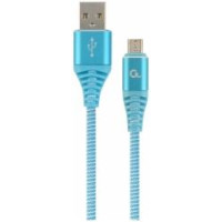 Gembird USB Male - Micro USB Male Premium cotton braided 2m Blue/White