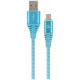 Gembird USB Male - Micro USB Male Premium cotton braided 2m Blue/White