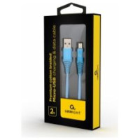 Gembird USB Male - Micro USB Male Premium cotton braided 2m Blue/White