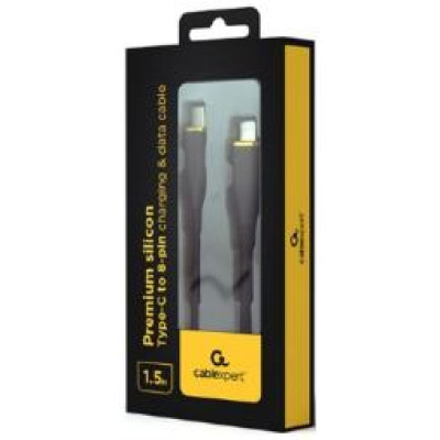 Gembird Kabelis Gembird Premium silicon 8-pin Male - USB Type-C Male 1.5m Black