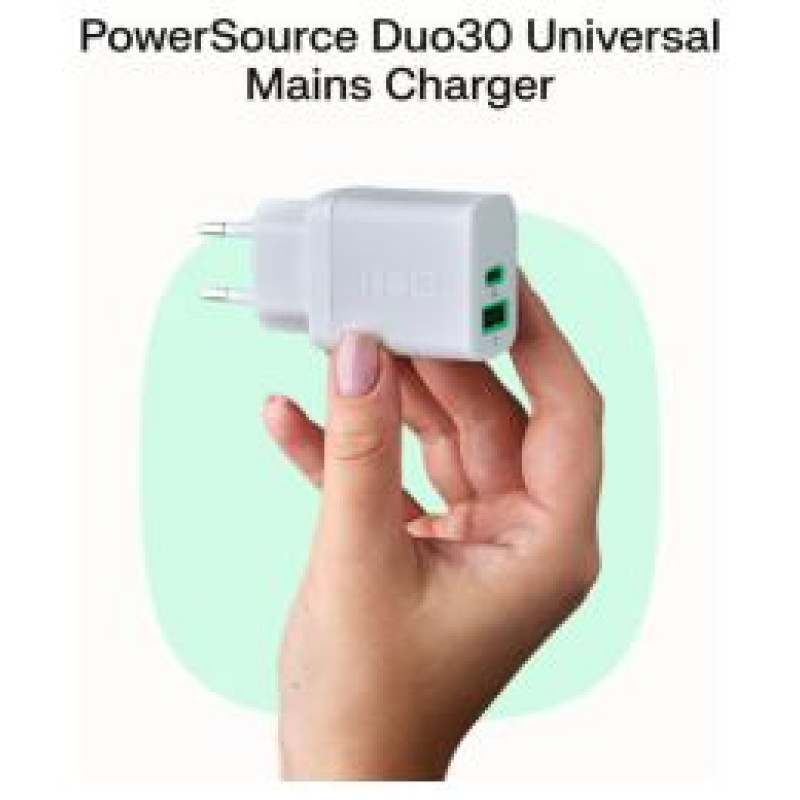 Green Cell Lādētājs Greencell PowerSource Duo30 30W White