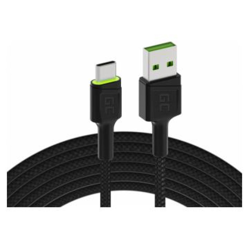 Green Cell USB Male - USB Type-C Male Fast Charging with LED Diode 2m