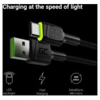 Green Cell USB Male - USB Type-C Male Fast Charging with LED Diode 2m