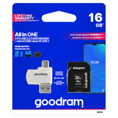 Goodram MicroSDHC 16GB All in one class 10 UHS I + Card reader