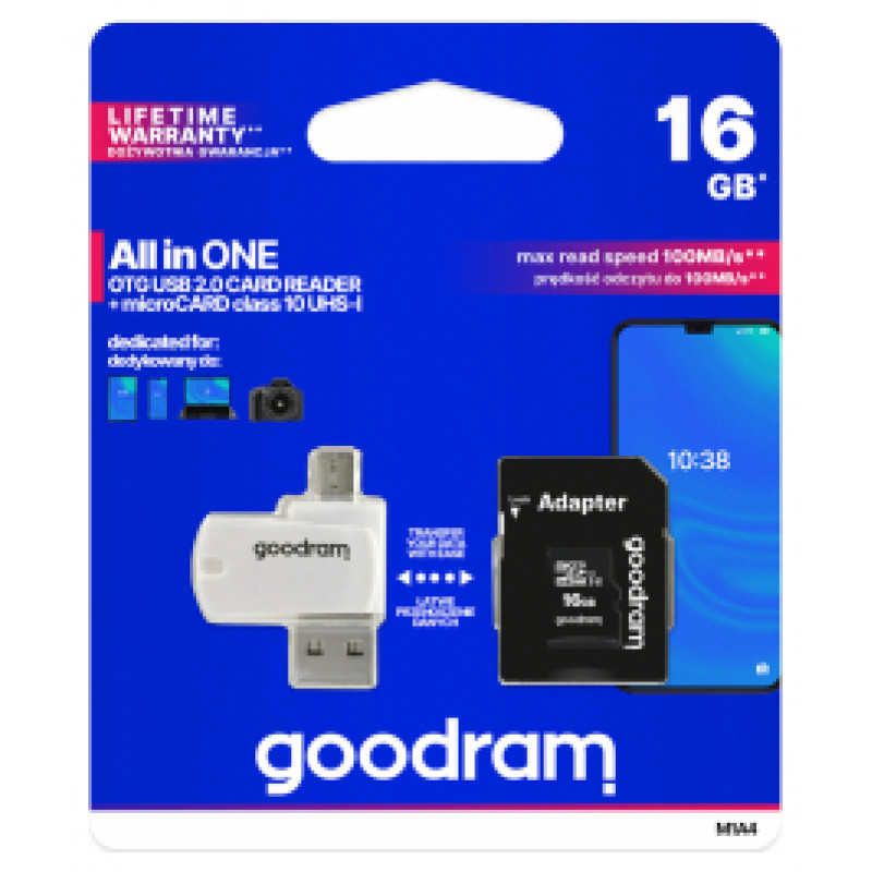 Goodram MicroSDHC 16GB All in one class 10 UHS I + Card reader