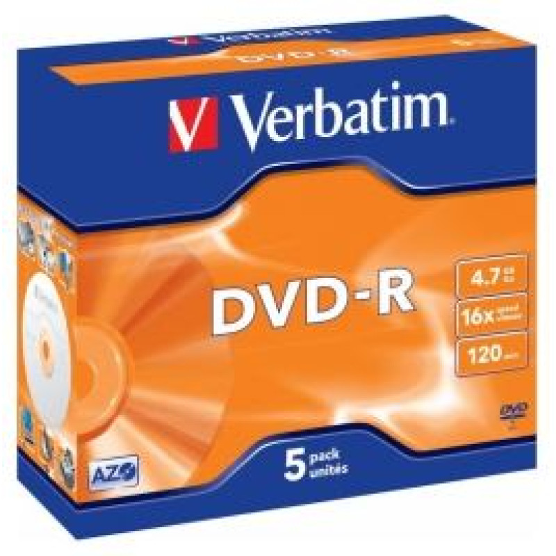 Verbatim Matricas DVD-R AZO Verbatim 4.7GB 16x 5 Pack Jewel