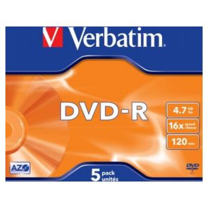 Verbatim Matricas DVD-R AZO Verbatim 4.7GB 16x 5 Pack Jewel
