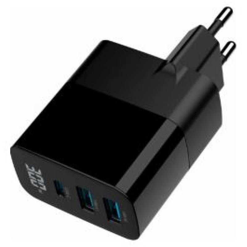 Gembird Lādētājs Gembird 3-port 30W GaN USB Fast Charger LCD Black