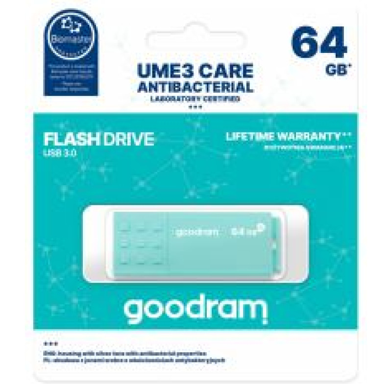 Goodram UME3 Care USB 3.0 64GB Turquoise