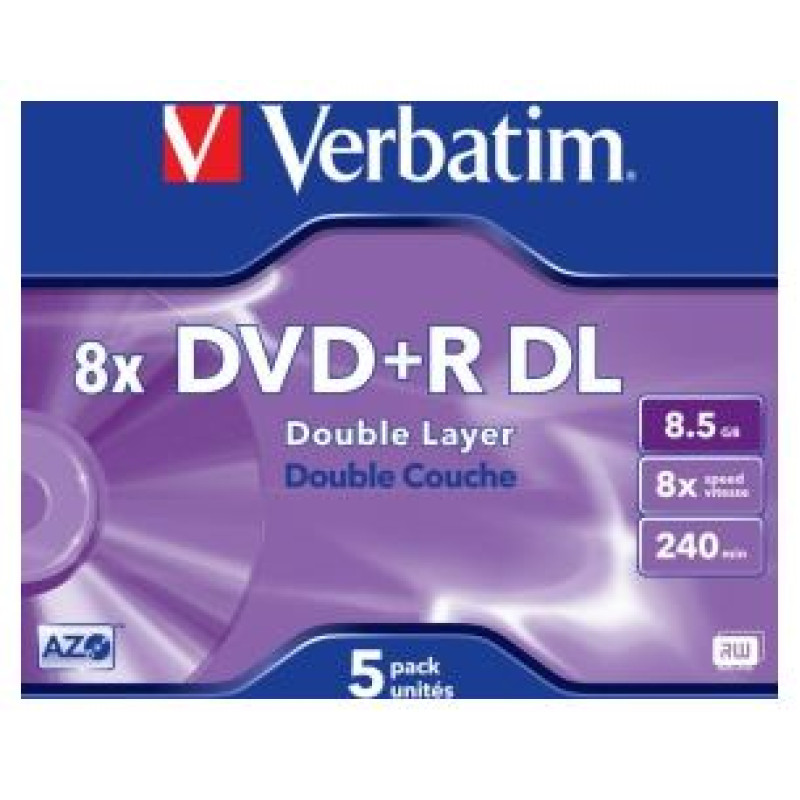 Verbatim Matricas DVD+R DL Verbatim 8.5GB Double Layer 8x AZO 5 Pack Jewel