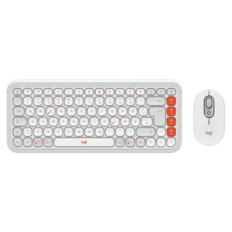 Logitech Klaviatūra + Pele Logitech POP ICON COMBO OFF White Orange US