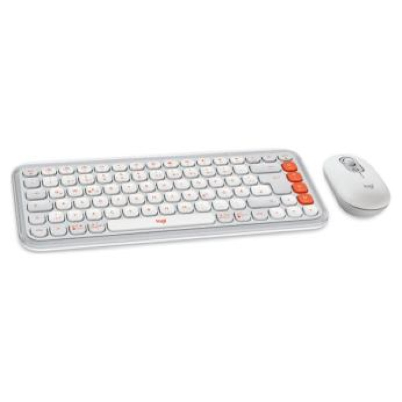 Logitech Klaviatūra + Pele Logitech POP ICON COMBO OFF White Orange US