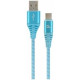 Gembird USB Male - USB Type C Male Premium cotton braided 1m Blue/White