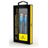 Gembird USB Male - USB Type C Male Premium cotton braided 1m Blue/White
