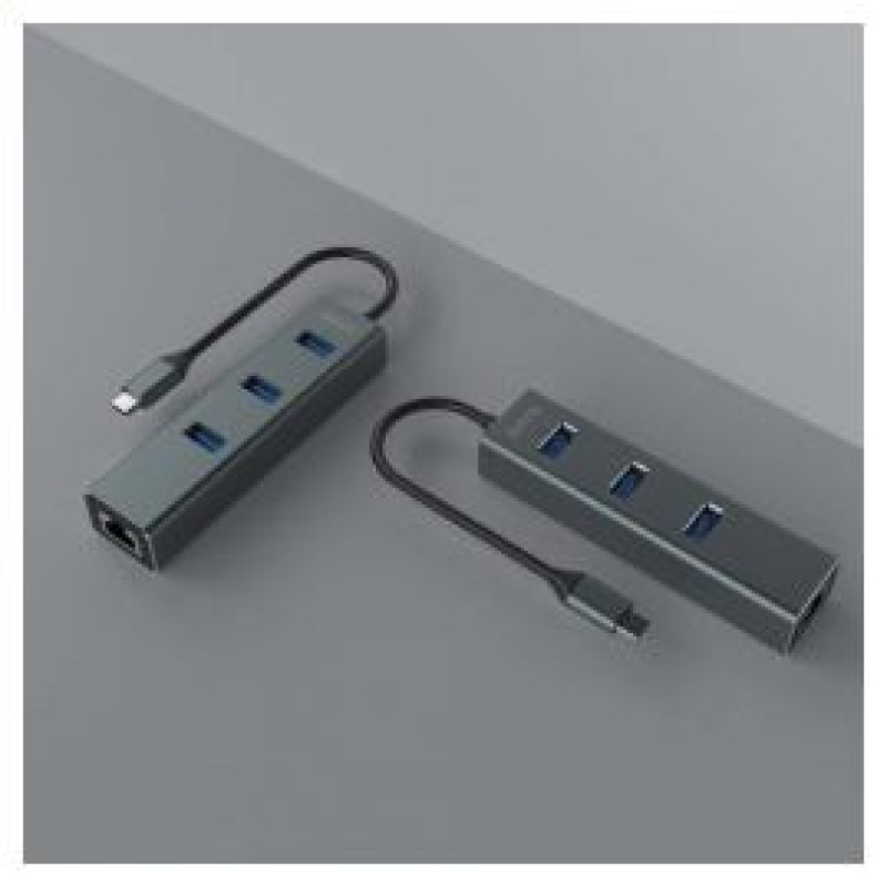 Savio USB Centrmezgls Savio 3-port USB-C 3.1 GEN 1 hub with RJ-45 Gigabit Ethernet