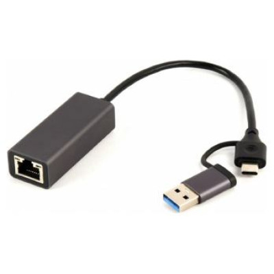Gembird Adapteris Gembird USB 3.1 + Type-C Gigabit Network Adapter Space Grey