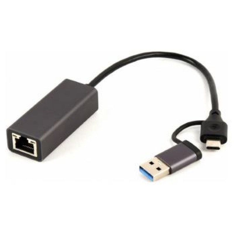 Gembird Adapteris Gembird USB 3.1 + Type-C Gigabit Network Adapter Space Grey