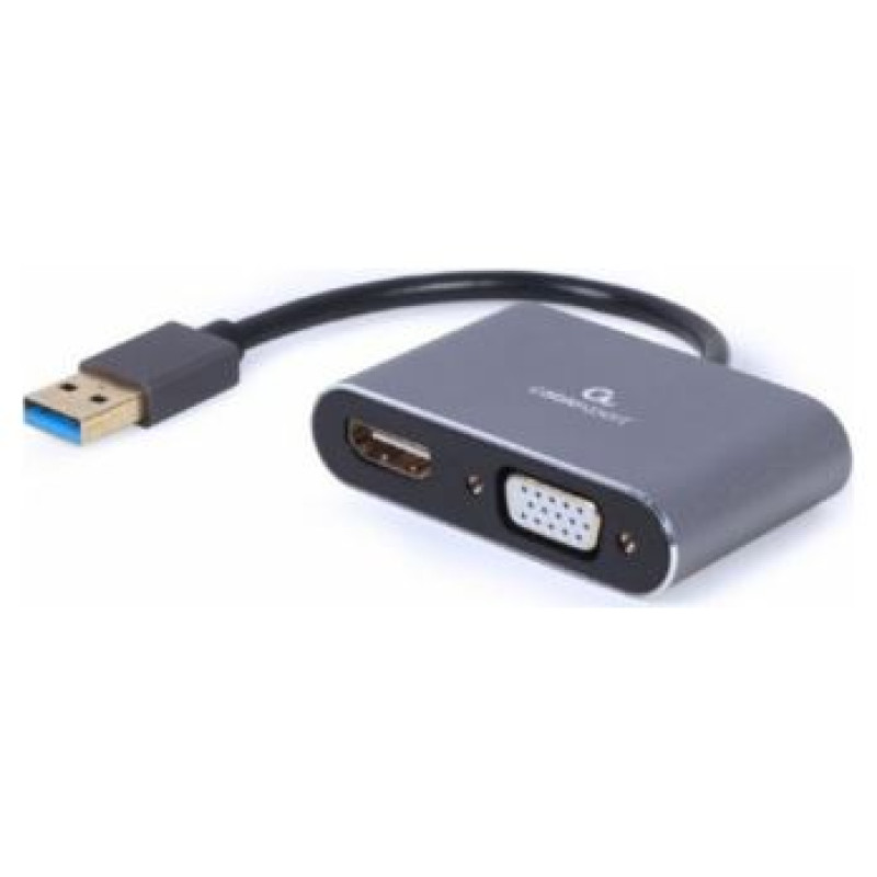 Gembird USB to HDMI + VGA Display Adapter Space Grey
