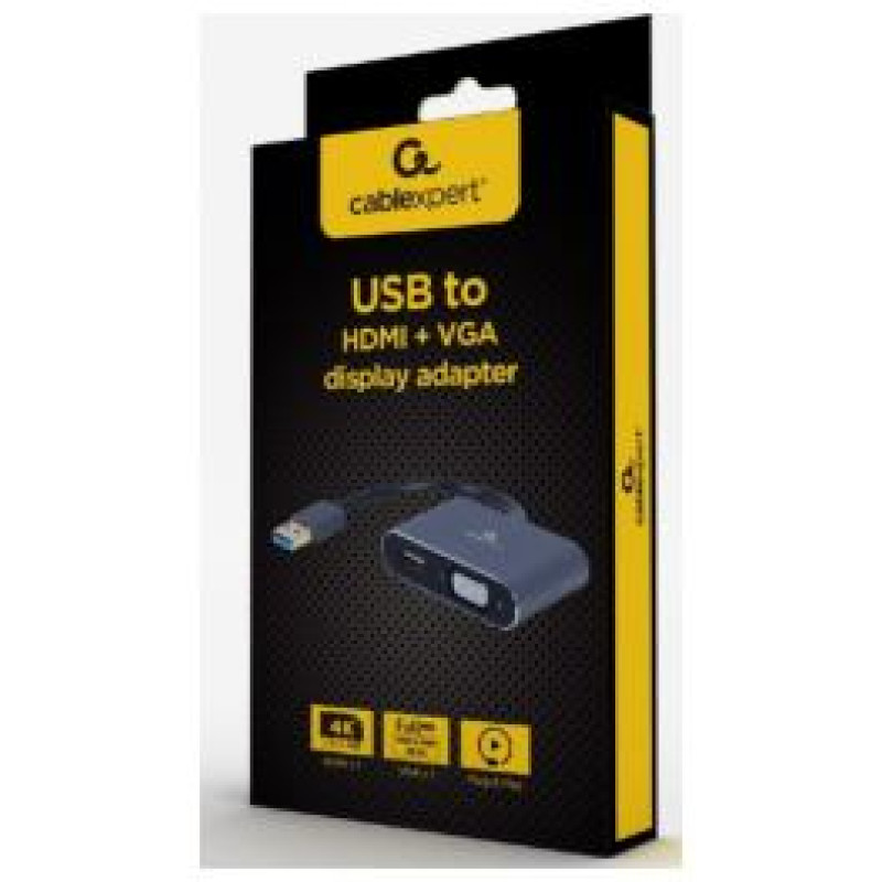 Gembird USB to HDMI + VGA Display Adapter Space Grey