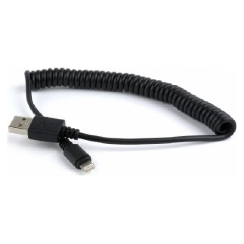 Gembird Spiral Cable USB Male - Apple Lightning Male 1.5m Black