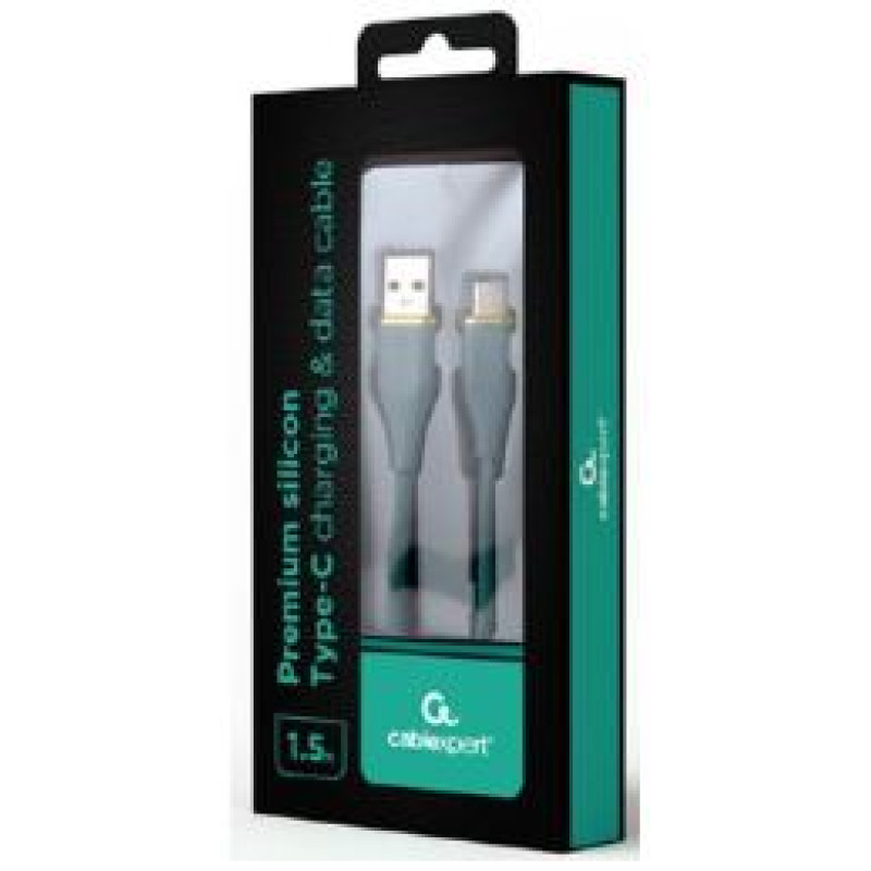 Gembird Kabelis Gembird Premium silicon USB-A Male - USB Type-C Male 1.5m Green