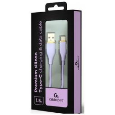 Gembird Kabelis Gembird Premium silicon USB-A Male - USB Type-C Male 1.5m Violet
