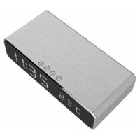 Gembird Digital alarm clock with wireless charging function Silver