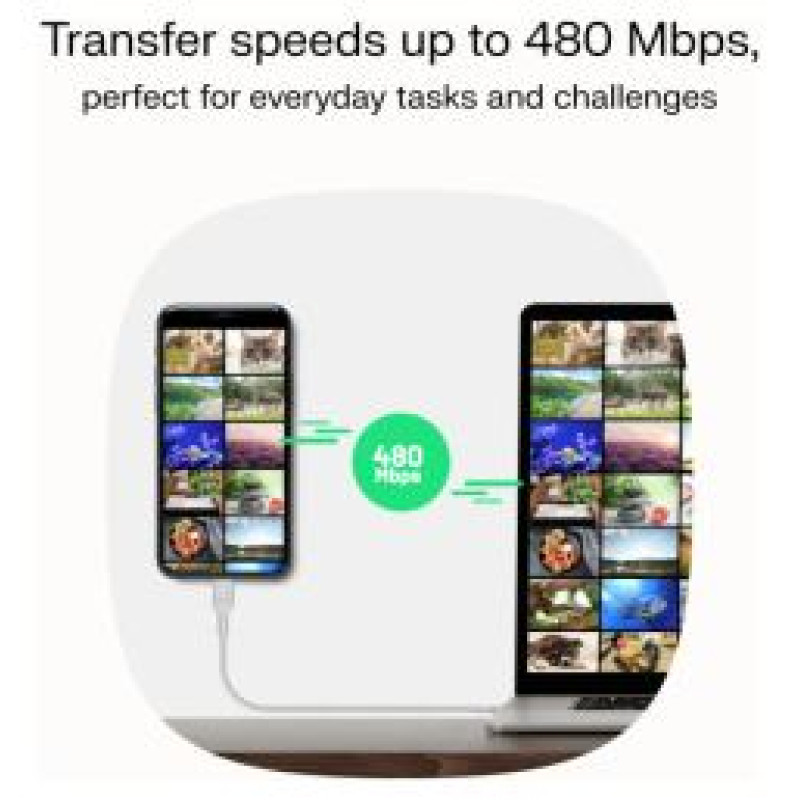 Green Cell Kabelis Green Cell PowerStream USB Type-C Male - USB Type-C Male 100W White 0.3m